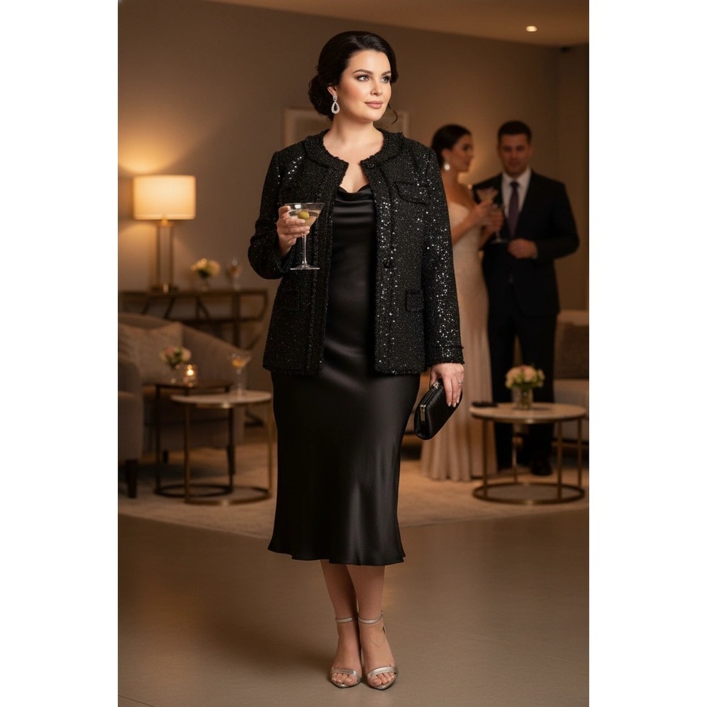 MICHAEL Michael Kors Women 16W Black Sequin Tweed Jacket NWT MSRP‎ $185 Plus